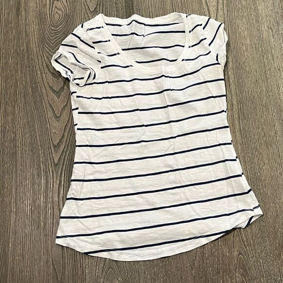 Maurices 24/7 Dawson Striped Drop Shoulder Tee Scoop Neck Black White Size Small - Picture 1 of 4